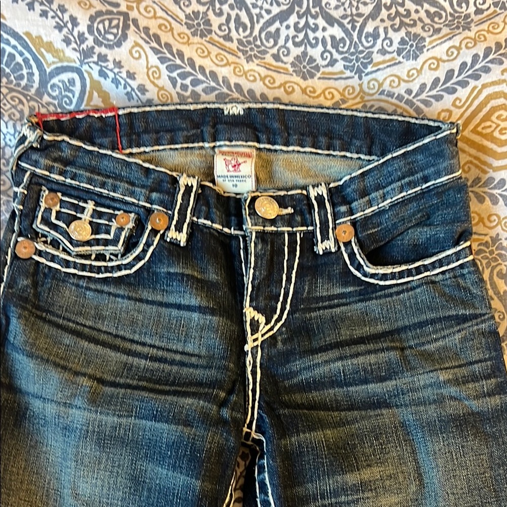True Religion Kids Blue Jeans with Contrast Stitching